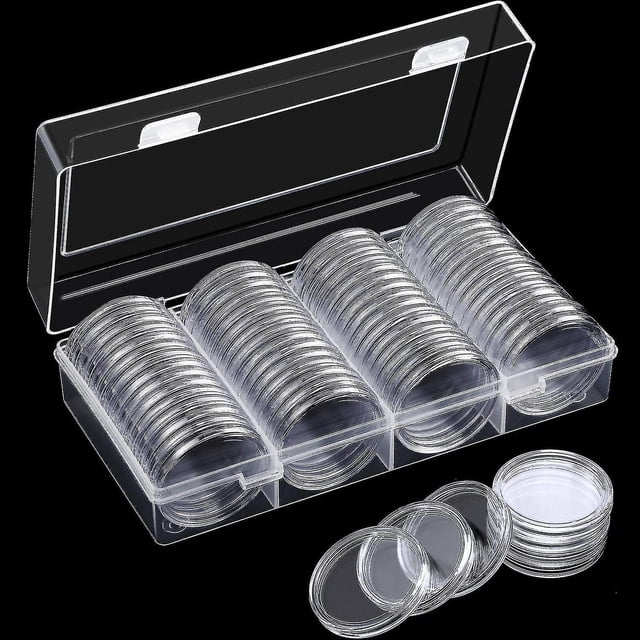 Cápsulas para monedas de 40 Mm, estuche para monedas, contenedor de almacenamiento con caja organizadora de almacenamiento para suministros de colección de monedas (60 piezas)