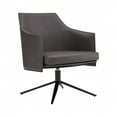 thumbnail image 2 of Dark Gray Faux Leather Swivel Accent Chair, 2 of 3