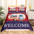 thumbnail image 2 of Maxcorners Camping Trailer Duvet Cover For Rv Decor, Red Blue Stars Firework, 2 of 3