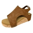 thumbnail image 5 of Platform Wedge Sandals for Women 2025 Comfortable Cork Footbed Chunky High Heel Slingback Dressy Sandals, 5 of 6