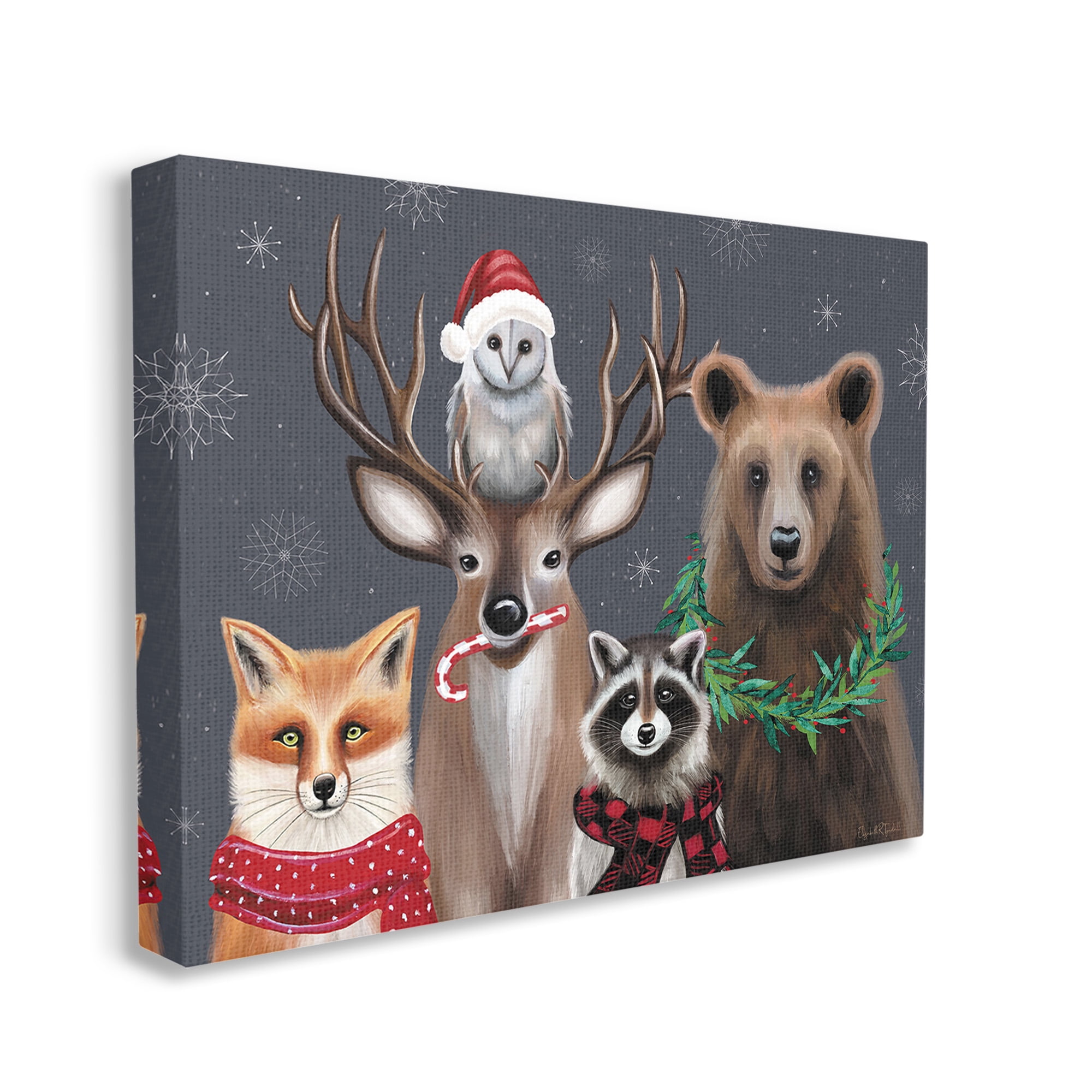 Stupell Industries Winter Woodland Animals Holiday Painting Gallery Wrapped Canvas Art Print Wall Art, 40 x 30