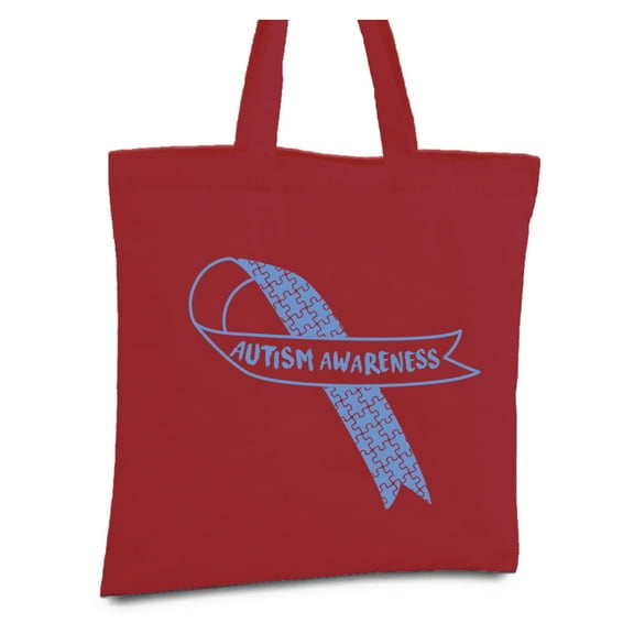 Awkward Styles Autism Awareness Blue Ribbon Tote Bag Autism Shopper Tote Bag for Women Autism Awareness Gifts for Him Blue Ribbon Canvas Bag for Autism Awareness Autism Support Ribbon Cotton Bag