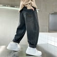 thumbnail image 2 of SUYIDA Boys Wide Leg Baggy Jeans 2025 Loose Pants Baggy Jeans Elastic Waist Denim Pants Casual Trousers With Pockets, 2 of 6