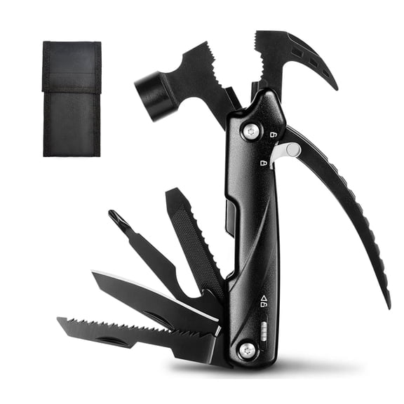 Lockways Fathers Day Gifts, 12 in 1 Multitool Hammer, Multitool with Safety Locking for Outdoor, Camping Essentials Cool Gadgets Tools with Knife