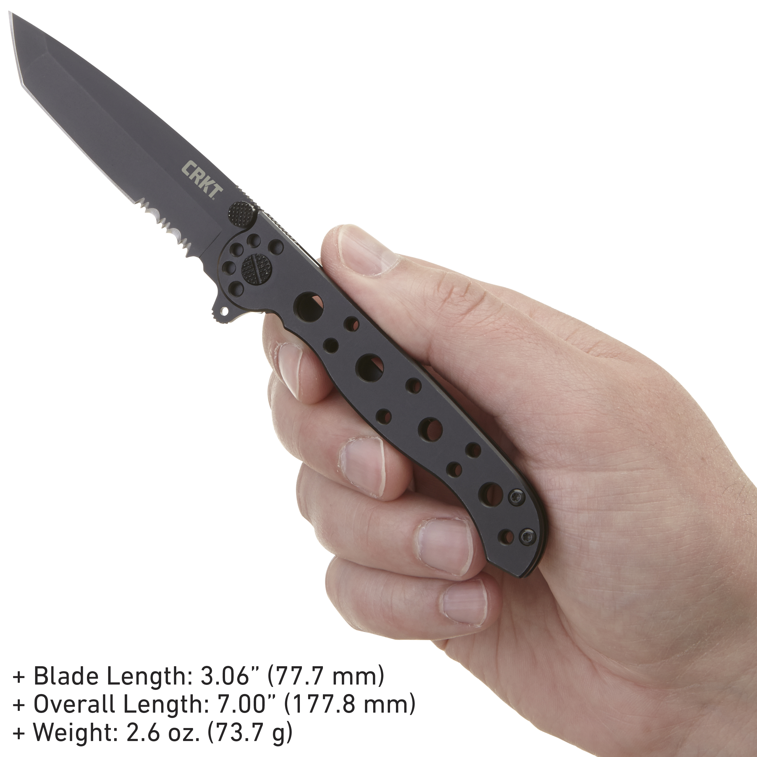 CRKT M16-10KS Folding Knife with Frame Lock: Stainless Steel Triple Point Serrations Blade, Stainless Steel Handle, Reversible Pocket Clip, M16-10KS
