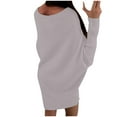 thumbnail image 5 of EOYWHK Off Shoulder Dress for Women Plus Size Long Sleeve Sweaters Loose Fit Mini Dress Soft Knitted Pullover Short Dress ,S-5XL, 5 of 8