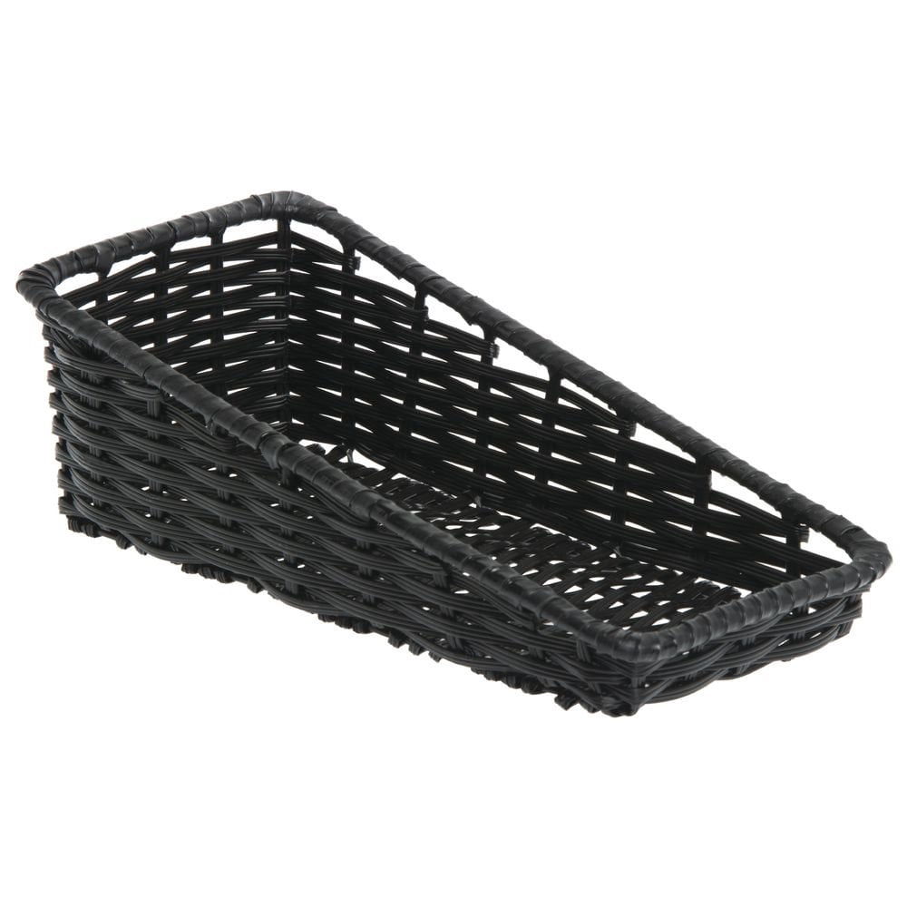 HUBERT® Wicker Storage Baskets Black Plastic - 7 1/2"L x 16"D x 1 1/2" to 5"H