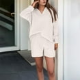 thumbnail image 2 of Kmdttou Summer 50% off Clearance! Women' Fall And Winter Casual Solid Color Fashionable Knitted V-neck Sweater Shorts Two Piece Set Suit on Clearance!, 2 of 6