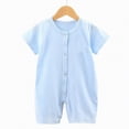 thumbnail image 2 of HCNTES Baby Unisex Short Sleeve One-Piece Jumpsuit Bodysuit Toddler Children Breathable Pajamas Nighty Homewear for Spring Summer(X01-Sky Blue,12-18 Months), 2 of 4