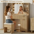 thumbnail image 5 of GIKPAL Vanity Set with Mirror & Lights, Wood Makeup Vanity Table with Stool, 3 Drawers, 2 Large Cabinets & Power Outlet, Modern Vanity Desk with 3 Dimmable Light Modes for Bedroom, Women & Girls, 5 of 13