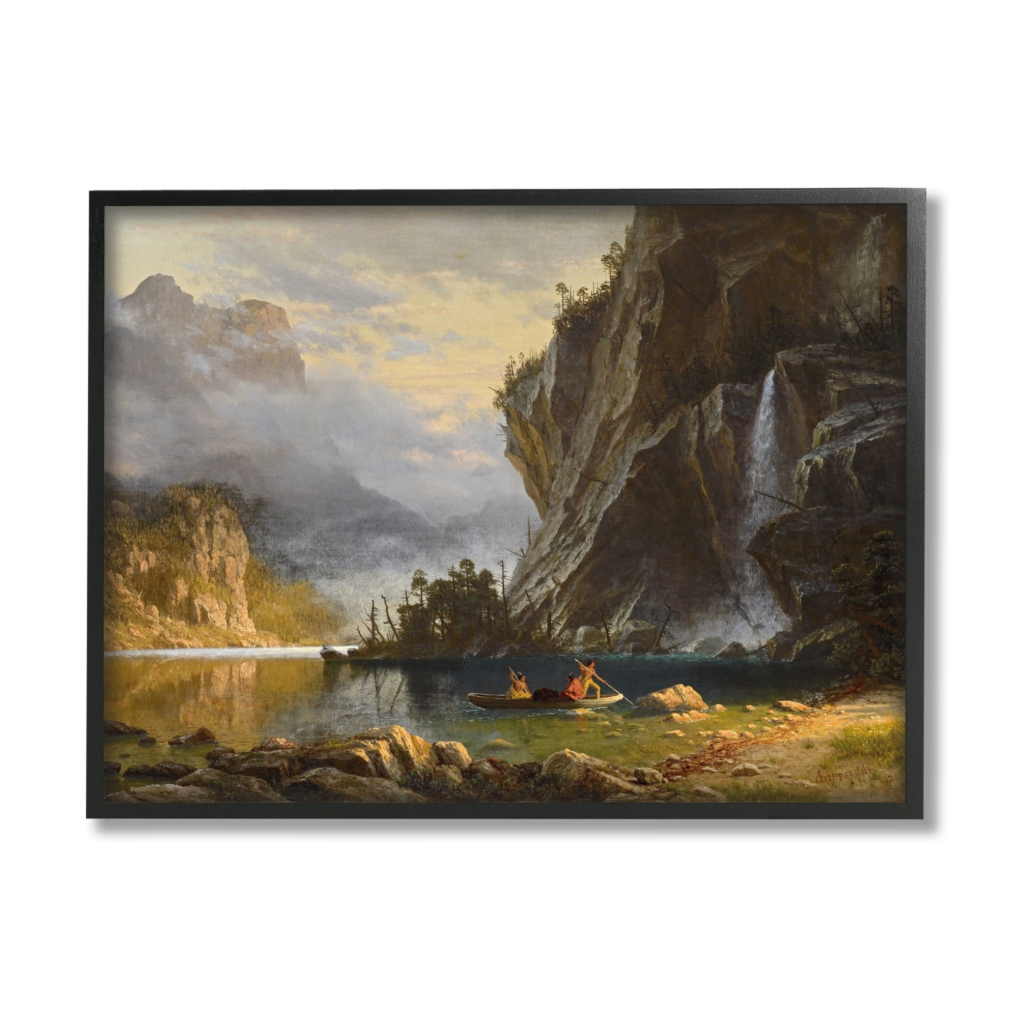Stupell Industries Indians Spear Fishing Classic Albert Bierstadt Painting Painting White Framed Art Print Wall Art, Design by one1000paintings