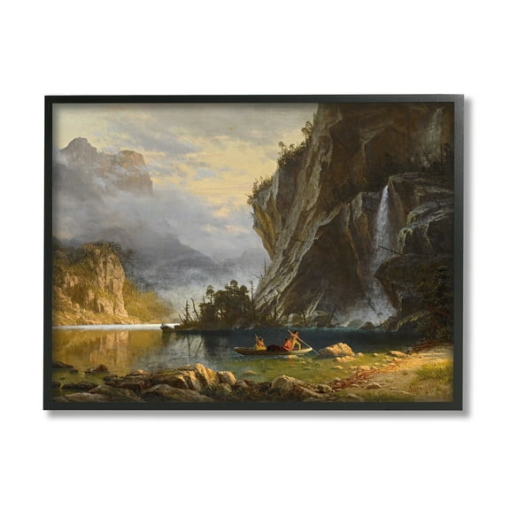 Stupell Industries Indians Spear Fishing Classic Albert Bierstadt Painting Painting Black Framed Art Print Wall Art, Design by one1000paintings