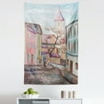 thumbnail image 1 of Rustic Tapestry, Watercolored Effect Street with Paved Stones Rocks Tower Houses People Rural Art, Fabric Wall Hanging Decor for Bedroom Living Room Dorm, 5 Sizes, Multicolor, by Ambesonne, 1 of 1