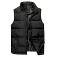 thumbnail image 1 of Kcodviy Men Autumn Winter Stand Elevenses Jacket Collar Pure Color Waistcoat Jacket Down Vest Jacket Top Coat, 1 of 1