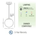 thumbnail image 4 of Kira Home Ceres 10" Mid Century Modern Globe Pendant Light, Minimalist White Frosted Glass Orb Hanging Lamp, White, 4 of 8