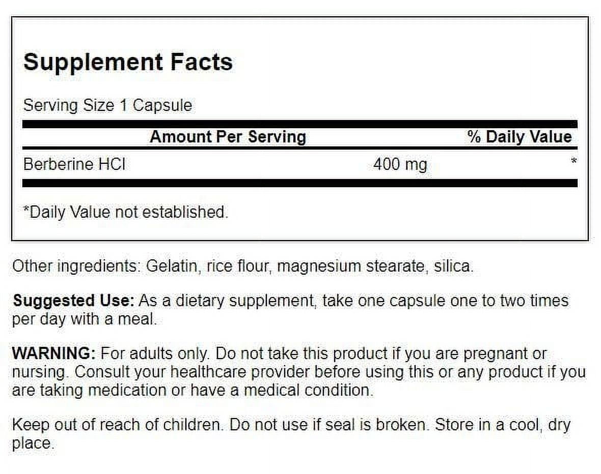 Swanson Berberine Supplement - 400 mg Each, 60 Capsules - Berberine HCl with Overall Wellness Support (4 Pack)