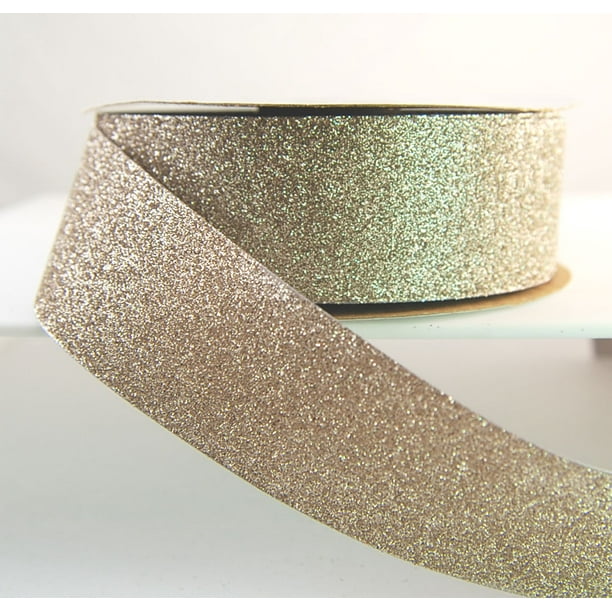 Glitter Frosted Satin Antique Silver Gold Ribbon 1 1 2 25 Yards Walmart Com