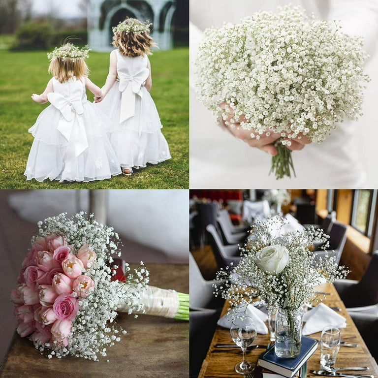 1/3/4pcs Artificial Gypsophila Flowers, Real Touch Fake Baby Breath Flower  For Wedding Bouquets Floral Arrangement DIY Home Office Table Decoration, A