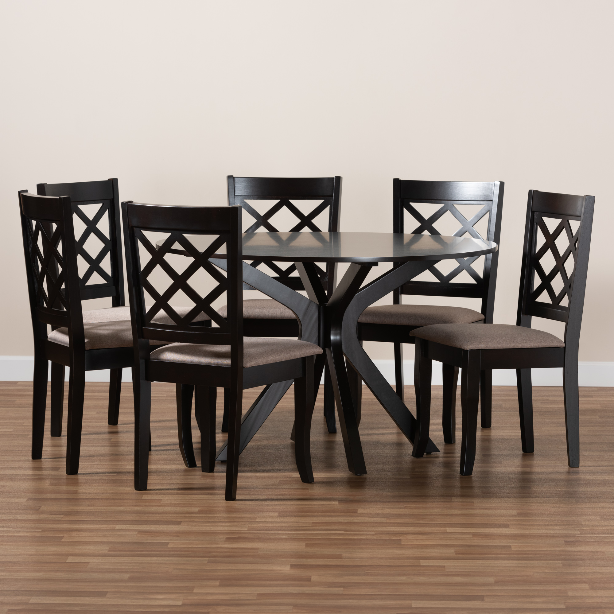 Baxton Studio Jana Modern Dining Set, 7-Piece, Dark Brown
