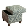 thumbnail image 4 of Paisley Pattern Fabric Upholstered Wooden Ottoman with Lift Off Top Blue and Gray - Saltoro Sherpi, 4 of 4