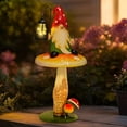 thumbnail image 5 of HONGLAND Solar Garden Gnome Statue with LED Lights, Waterproof Outdoor Mushroom Decor for Yard Patio, 5 of 15
