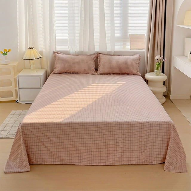 CaiYueKe Solid Color Washed Cotton Bedding Set Queen Size - 3 Piece Sheet Set with Pillowcases & Duvet Cover, Soft Breathable Hotel Quality Bed Sheet Set for Home