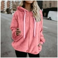 thumbnail image 2 of Shakumy Fleece Scrubs Women's Warm Thickened Overcoat Solid Color Winter Fleece Lined Womens Fleece Jacket with Hood coat Pink XX-Large, 2 of 5