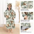 thumbnail image 3 of Wearable Blanket Hoodie for Kids Squirrel Pine Cone Flannel Hooded Blanket with Pockets and Sleeves Suitable for Boys and Girls, 3 of 7