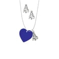thumbnail image 2 of Delight Jewelry Acrylic 1" Royal Blue Heart Silver tone Zig Zag Christmas Tree Charm Necklace and Stud Earrings, 2 of 4