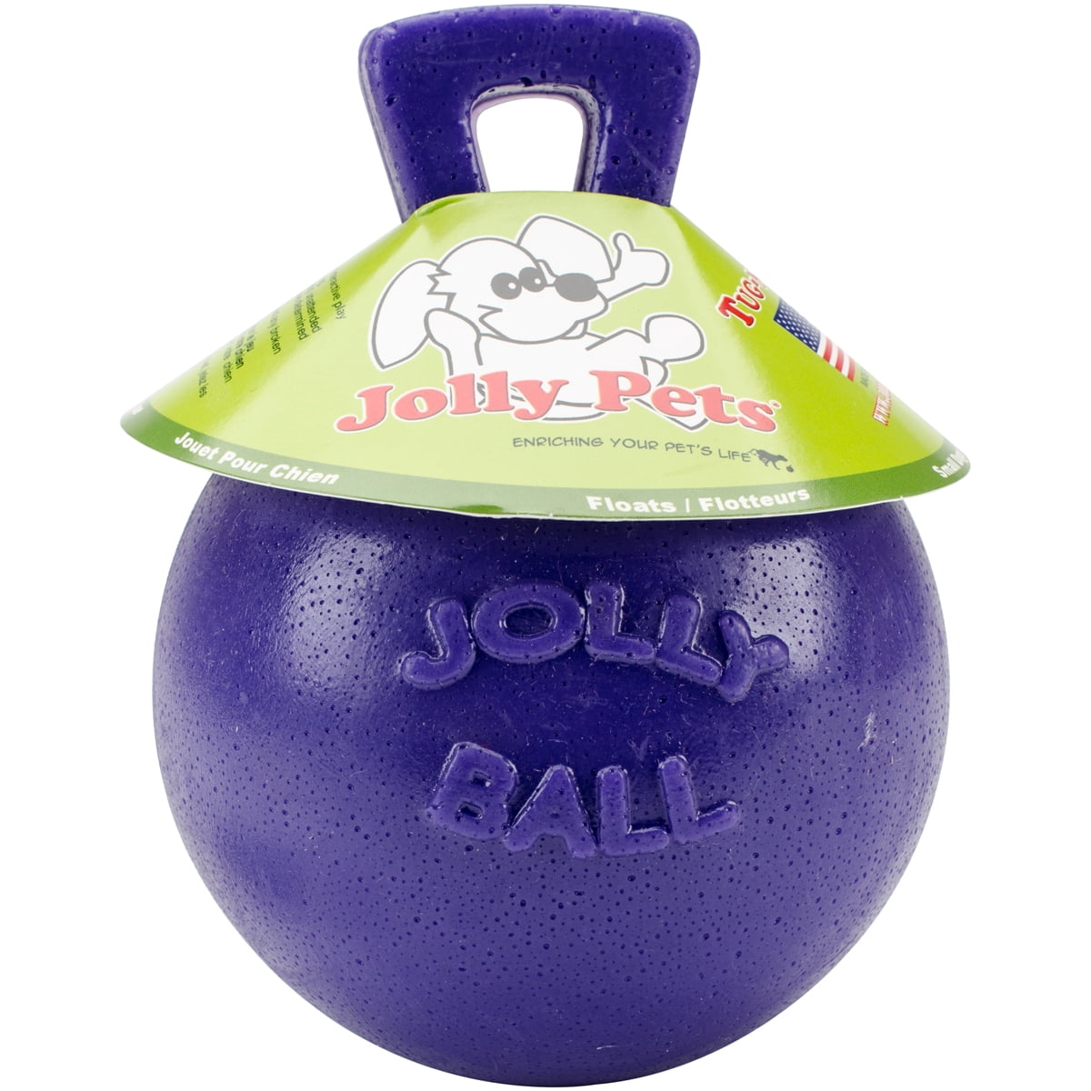 Jolly Pets TugNToss Ball Color Purple, Size 6" H x 4.5" W x 4.5" D