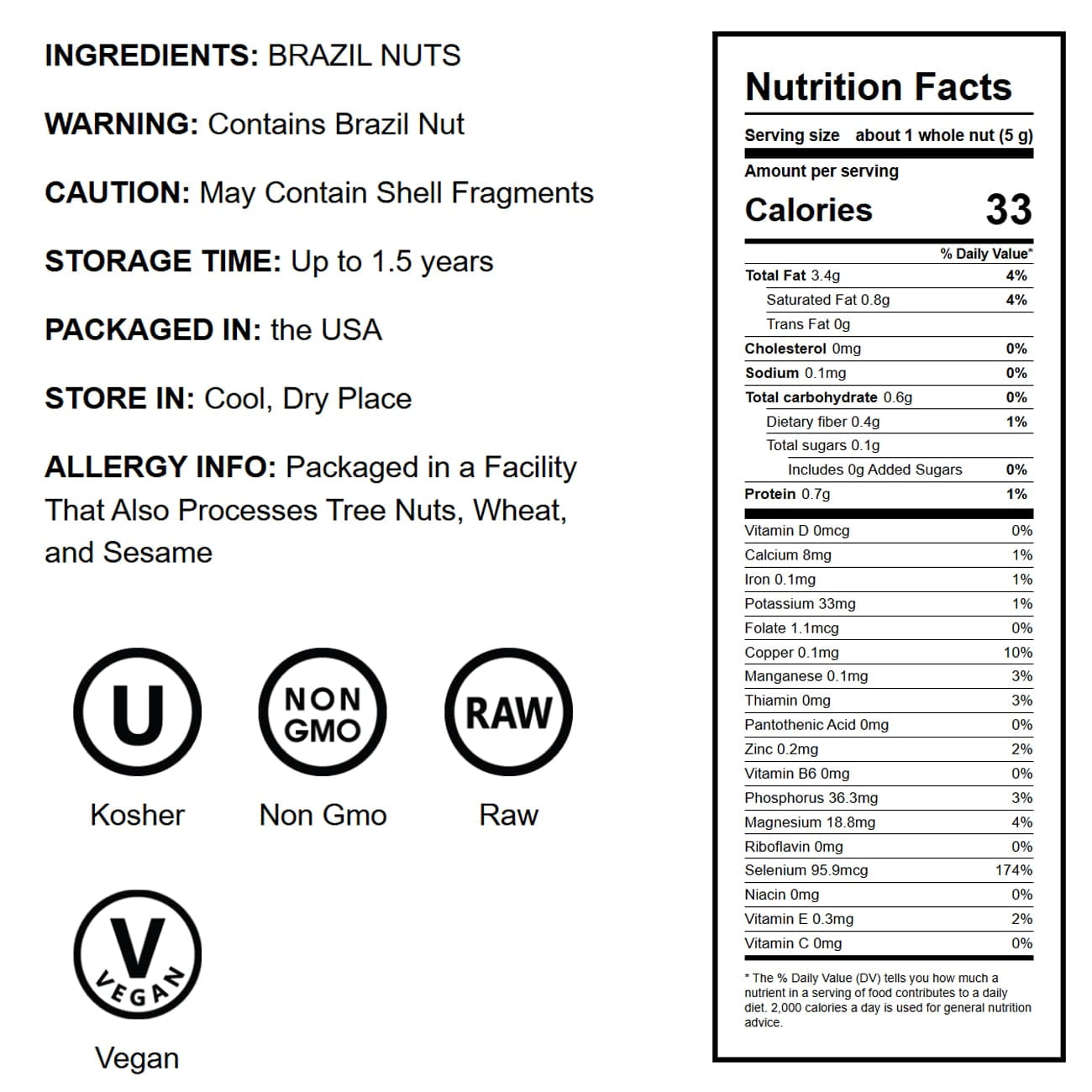 Food to Live, Brazil Nuts, 1 Pound, Non-GMO, Raw