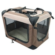 Angle View: Iconic Pet Multipurpose Soft Dog Crate, Coffee/Khaki, 48"L x 31"W x 31"H