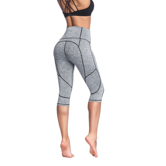 TRYSIL Women Thick High Waist Capris Yoga Leggings Workout Pants Running with Pockets,Size(XS-2XL)