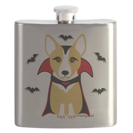 CafePress - Draculacorgi3i Flask - Stainless Steel Flask 6oz Drinking Flask