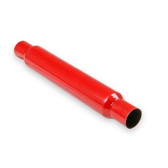 Flow Tech Silencieux d'Échappement 50250FLT Rouge Hots; Boîtier en Acier de 3-1/2 Pouces de Diamètre; Entrée Centrale de 2 Pouces; Sortie Centrale de 2 Pouces; Corps de 18 Pouces/24 Pouces Longueur Totale