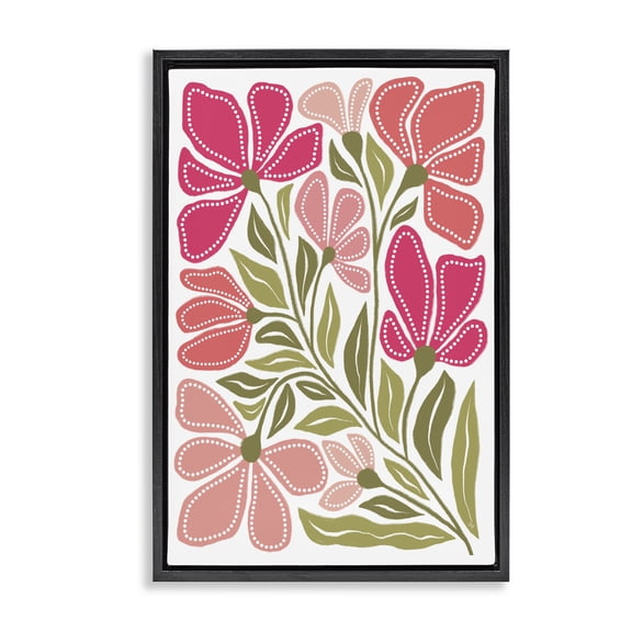 Stupell Industries Modern Bold Midcentury Blooms Black Floating Frame Canvas Art, 17 x 25, by Martina Pavlova