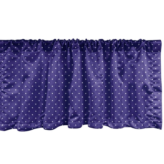 Ambesonne Blue White Window Valance, Nostalgic Polka Dots, 54" X 12", Purple White