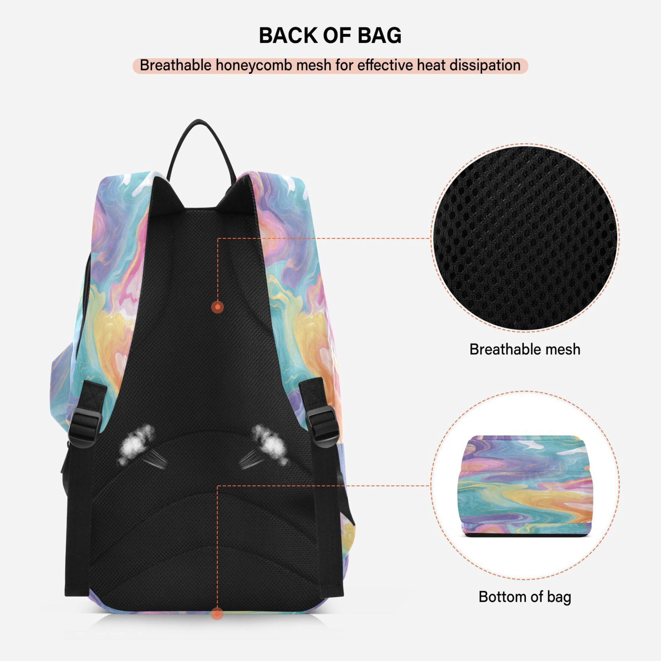 2 Racquet Holder Tennis Backpack Tennis Racket Covers Gym Bags Rainbow-colored Twists
