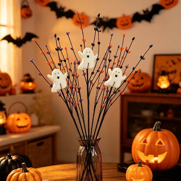 Roiihwy Halloween Decorations Decorative Pick, Choose 1 from 4 Styles, Spooky Vase Insert for House Table, 8.7x2x0.8in Multicolor
