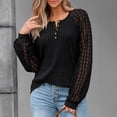 thumbnail image 3 of SUNBS Womens Tops Hollow-Out Lace Crewneck Blouses Fashion Casual Long Sleeve Shirts, 3 of 9