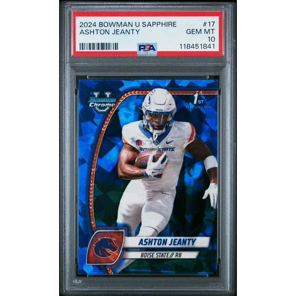 Graded 2024 Topps Bowman U Sapphire Ashton Jeanty #17 Rookie RC Football Card PSA 10 Gem Mint