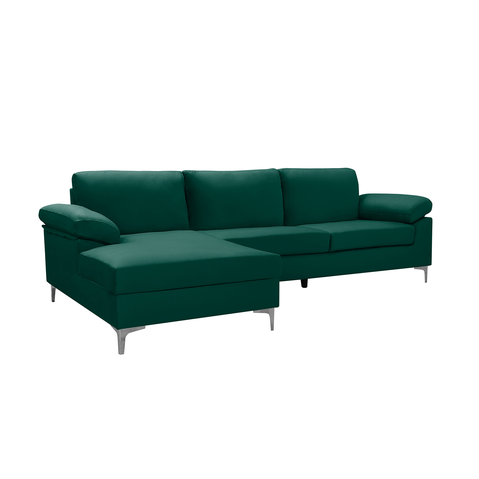 Sectional Sofa Couch, Modern Velvet Fabric LShaped Couch 3Seat Sofa