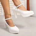 thumbnail image 6 of Eltusu Women Chunky Heels, No Slip Round Toe Work Mid High Heels Block Heel Shoes White Size 5.5-9, 6 of 8