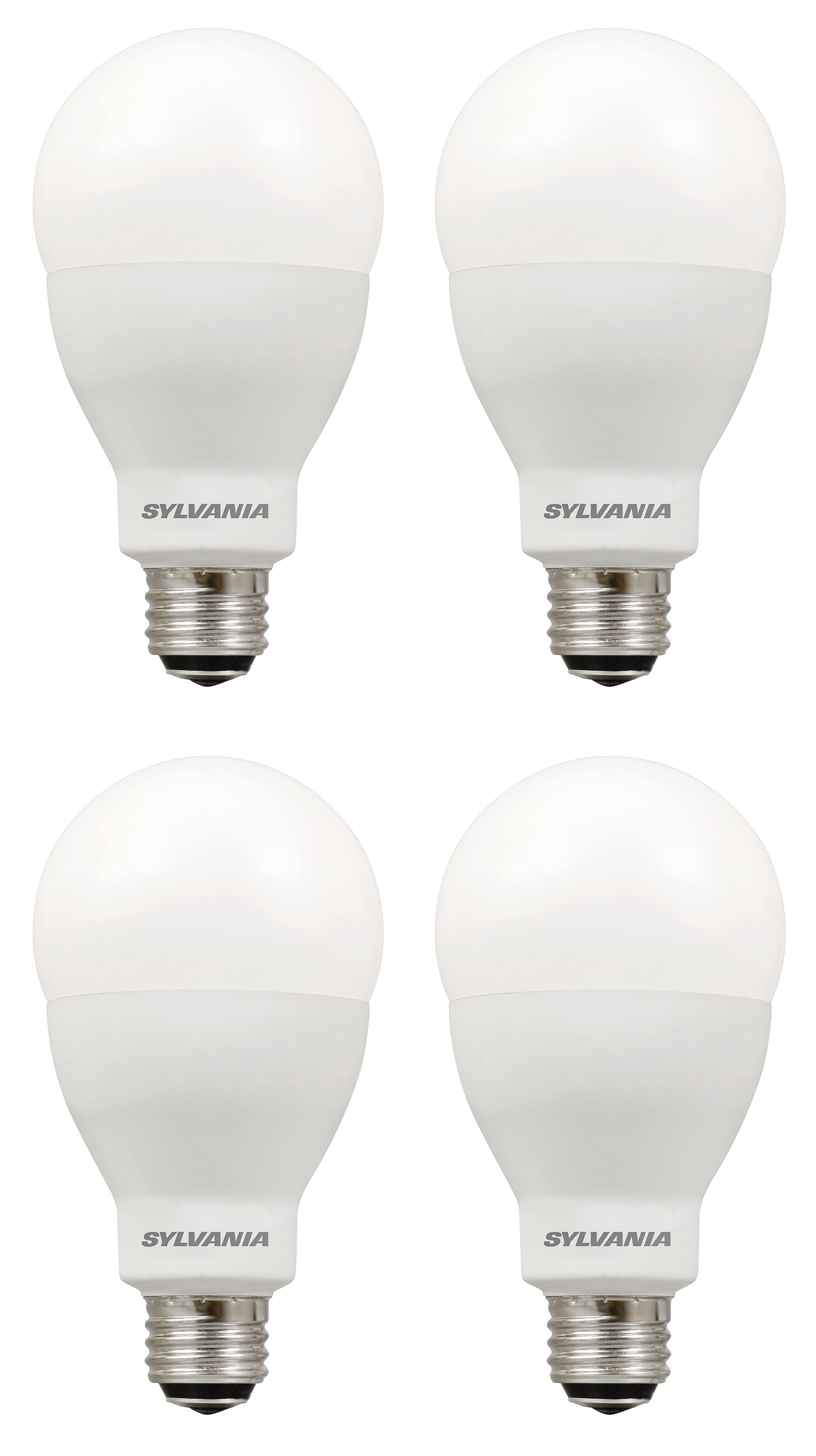 (4 bulbs) SYLVANIA A21 LED Light Bulb, 3 Way, 50W/ 100W/ 150W, 13 Year, Non-Dimmable, Up to 2600 Lumens, 5000K, Daylight (79770)