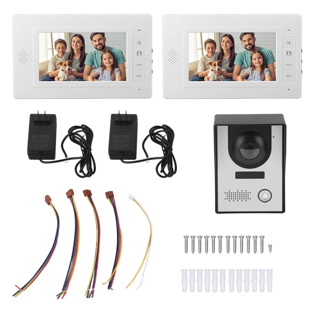 Kit de videoportero con cable de 7 pulgadas, visión nocturna, sistema de timbre de vídeo portero automático de 2 vías para apartamento Villa AC100-240V enchufe estadounidense