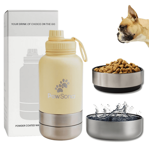 ‌Paw Sona 3 in 1 Water Bottle for Pets – 32oz 3-in-1 design: Combines water bottle, pet bowl, and leak-proof lid. Double-wall vacuum insulation keeps water cold for hours. Leak-proof & BPA-free
