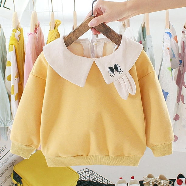Sudadera de invierno de lana con cuello de muñeca de manga larga para niñas bebés (Amarillo 12-18M) Likrtyny Para estrenar
