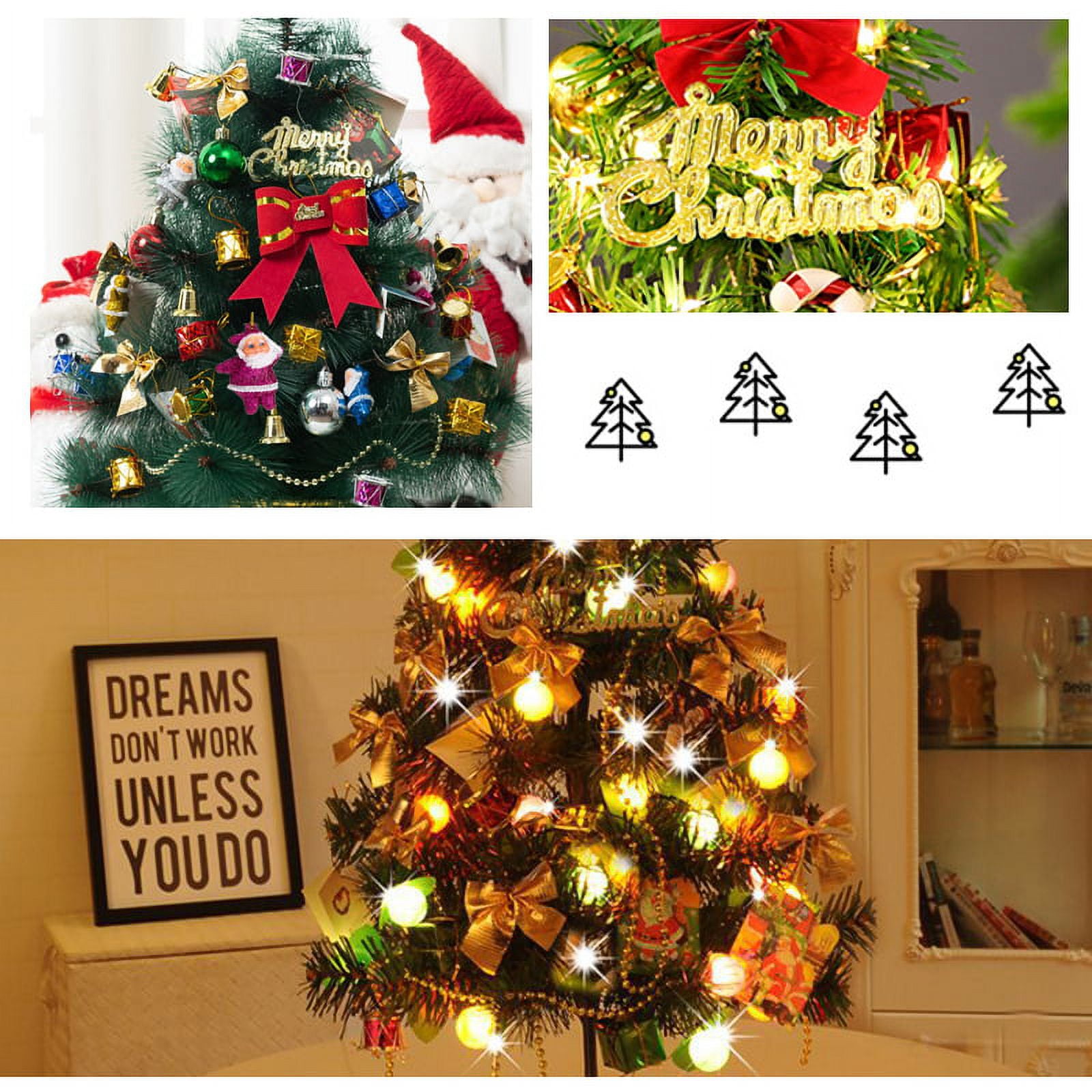  24 Inch Small Christmas Tree Set, Table Top Artificial Small Christmas  Trees with 65 LED Lights and 42 Christmas Tree Decoration Accessories,DIY  Matching for The Best Christmas Tree Effect. : Home