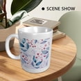 thumbnail image 5 of Spring Decorative Mug With Handles Leaves Plants Cottage Graphic Floral Nature Watercolor Blue And Red Ceramic Collection Reusable lnsulated Kitchen School Pantry Coffee Mug Gift Birthday 11 Ounce, 5 of 6