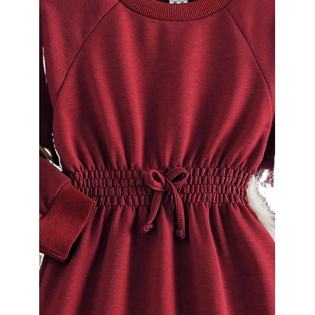 

Casual Plain Round Neck Dress Long Sleeve Red Toddler Girls Sweatshirts (Girl s)